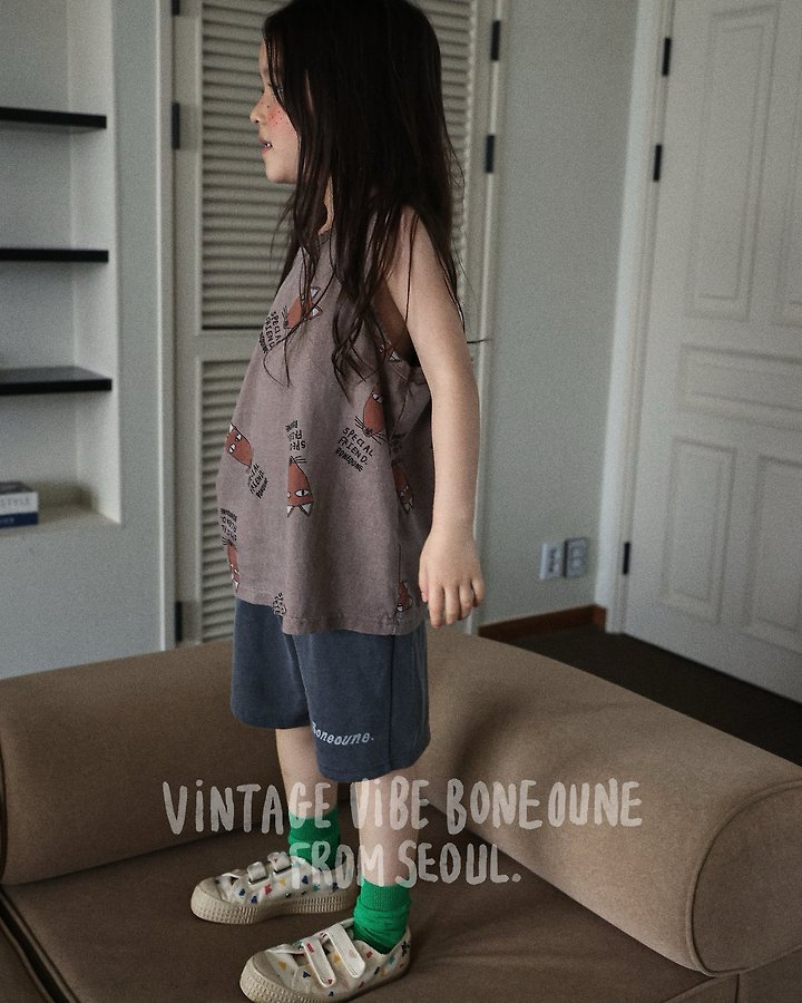 Boneoune - Korean Children Fashion - #todddlerfashion - Fox All-Over Print Sleeveless Tee - 12