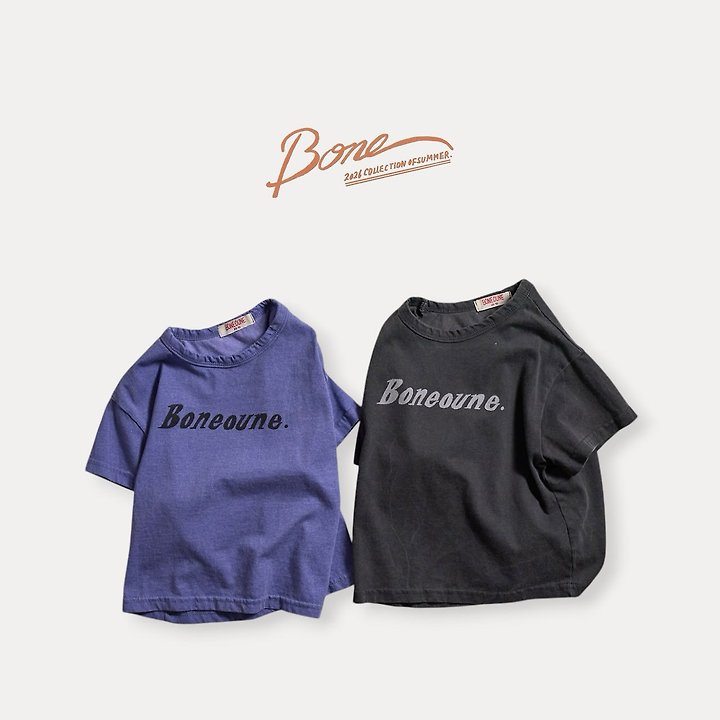 Boneoune - Korean Children Fashion - #todddlerfashion - Letter Pigment Short Sleeve Tee