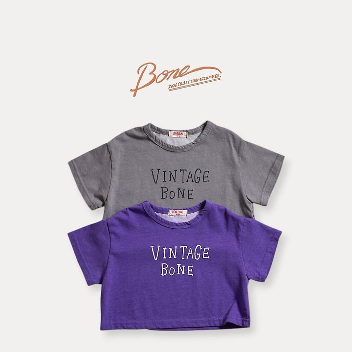 Boneoune - Korean Children Fashion - #toddlerclothing - Vintage Crop Tee