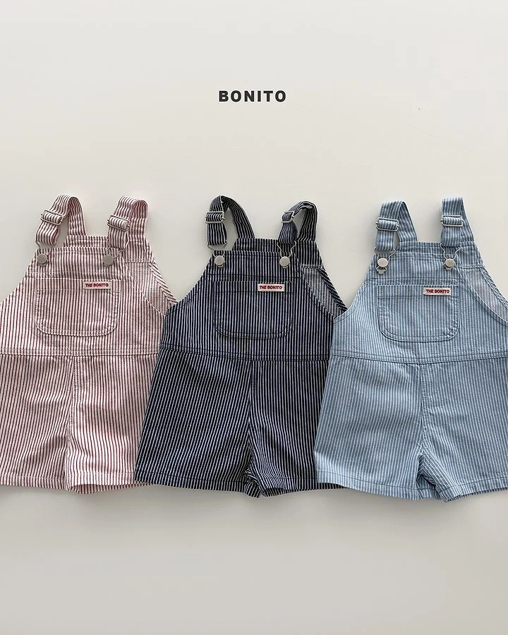 Bonito - Korean Baby Fashion - #babyboutique - Vertical Stripe Overall Shorts - 2