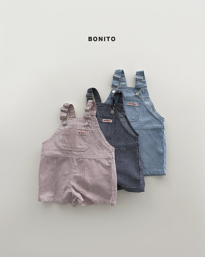 Bonito - Korean Baby Fashion - #babyboutiqueclothing - Vertical Stripe Overall Shorts - 3