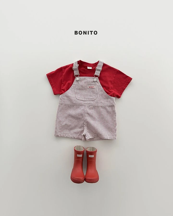 Bonito - Korean Baby Fashion - #babyfashion - Vertical Stripe Overall Shorts - 5