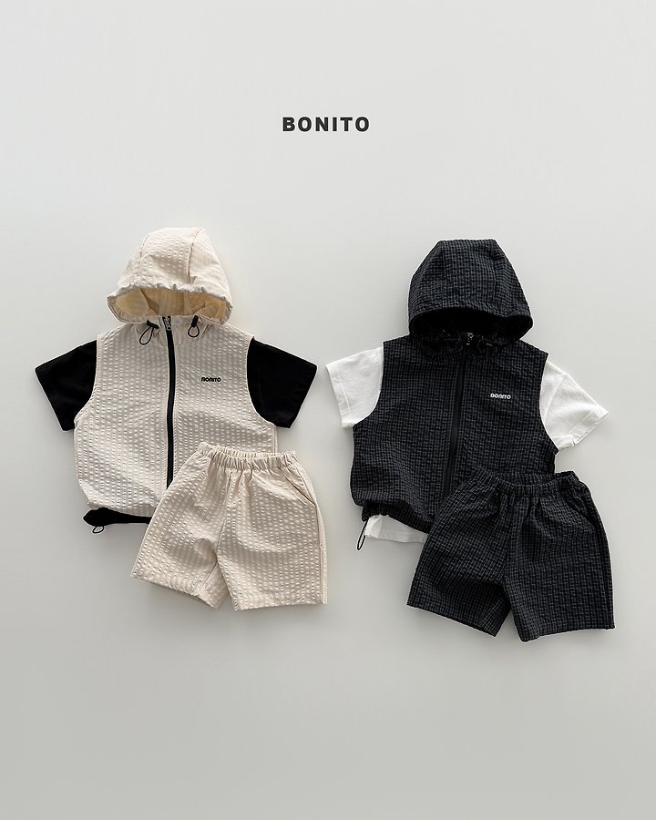 Bonito - Korean Baby Fashion - #babyfever - High Vest Zip-Up Set - 2