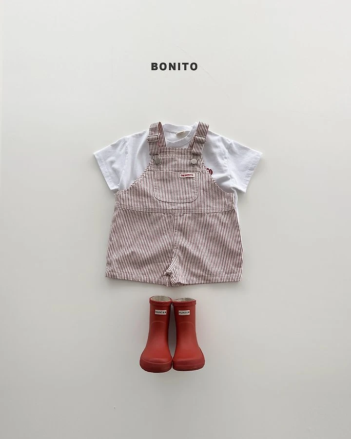 Bonito - Korean Baby Fashion - #babygirlfashion - Vertical Stripe Overall Shorts - 7