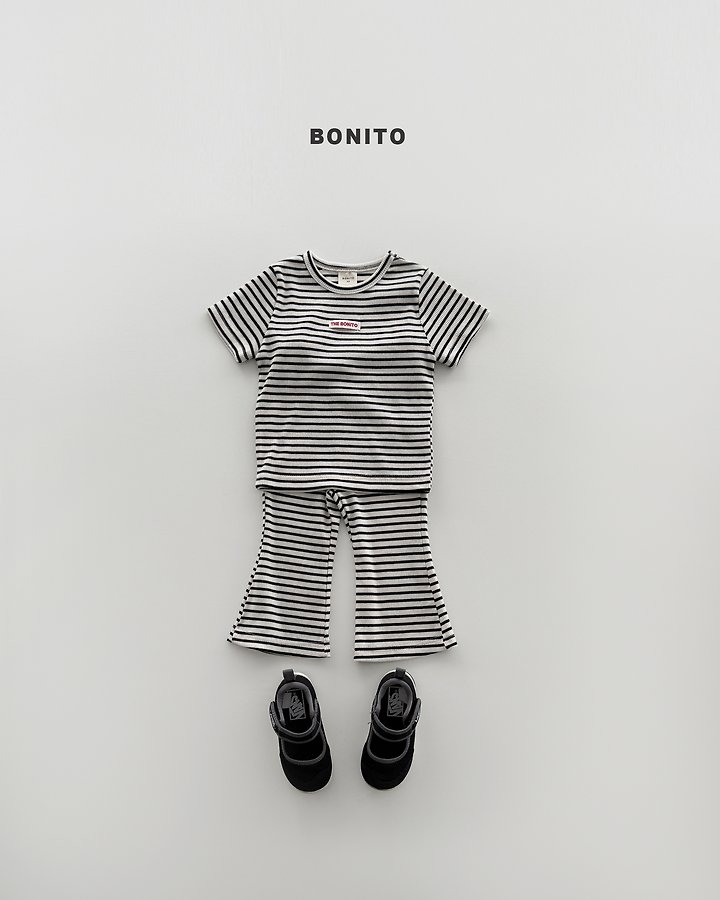 Bonito - Korean Baby Fashion - #babyootd - Slim Stripe Set - 3