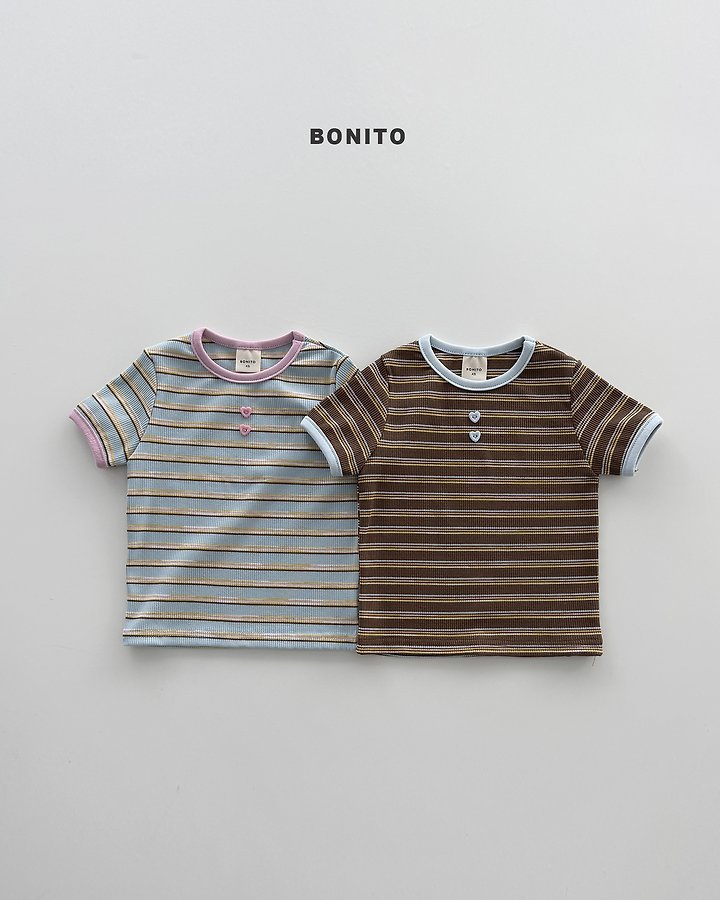 Bonito - Korean Baby Fashion - #babyoutfit - Stripe Rib Tee - 2