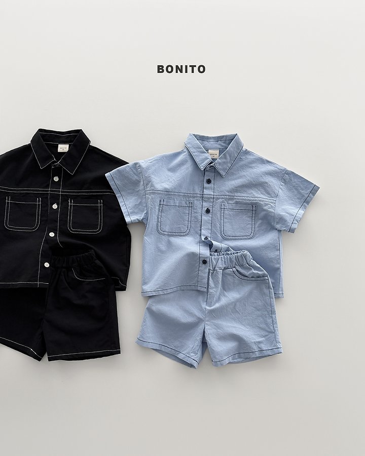 Bonito - Korean Baby Fashion - #babyoutfit - Two Pocket Linen Set - 2