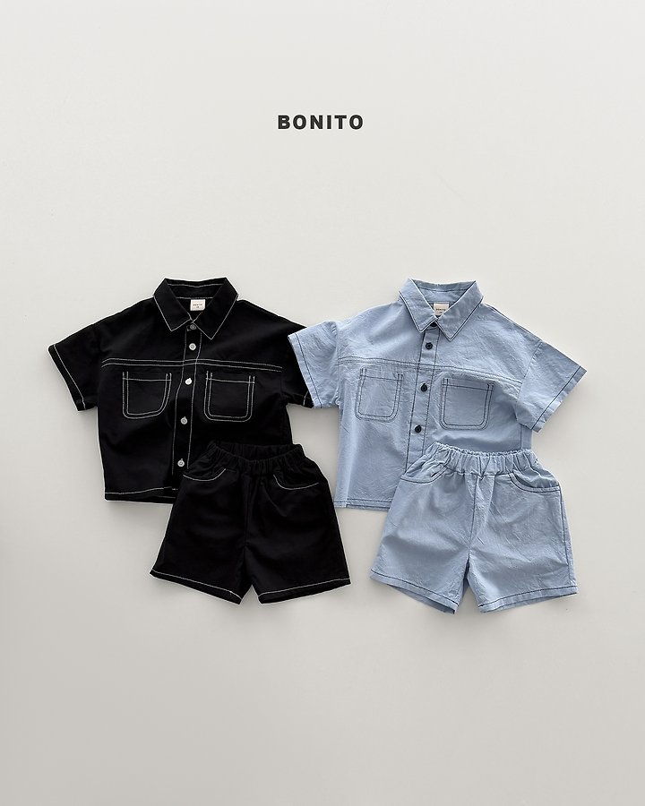 Bonito - Korean Baby Fashion - #babyoutfit - Two Pocket Linen Set - 3