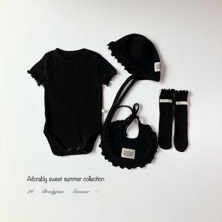 Brody Jane - Korean Baby Fashion - #babyboutique - Black Frill Short Sleeve Bodysuit - 5