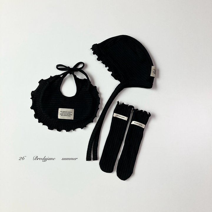 Brody Jane - Korean Baby Fashion - #babyclothing - Black Frill Bonnet - 6
