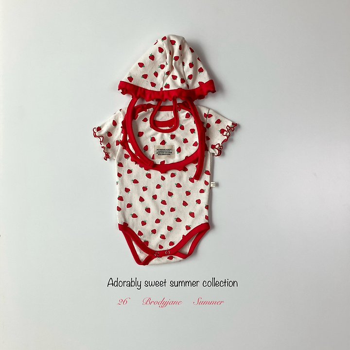 Brody Jane - Korean Baby Fashion - #babylifestyle - Eyelet Strawberry Short Sleeve Bodysuit
