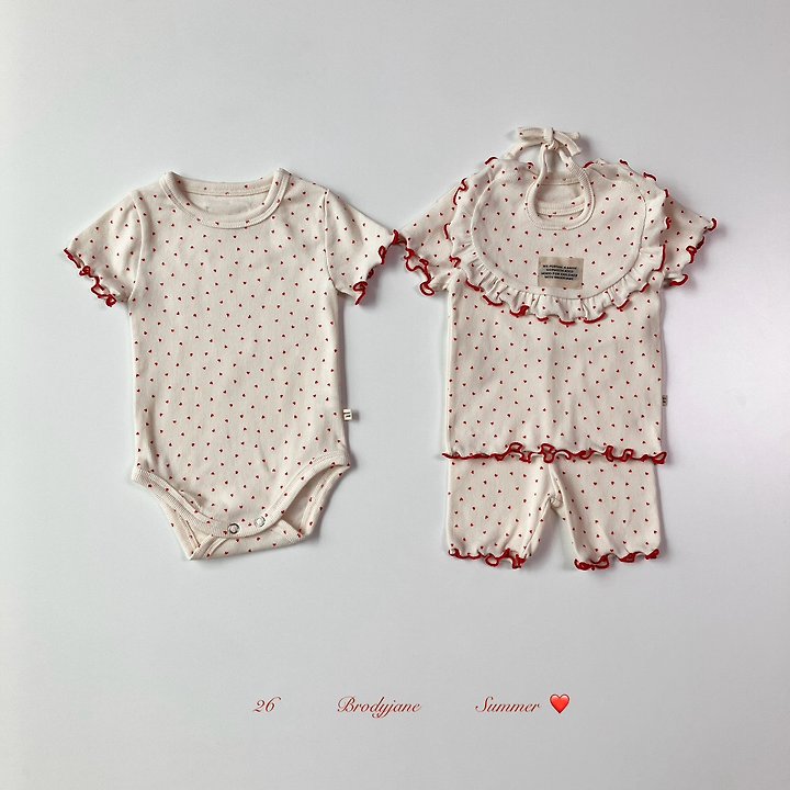 Brody Jane - Korean Baby Fashion - #babyootd - Heart Short Sleeve Setup - 2