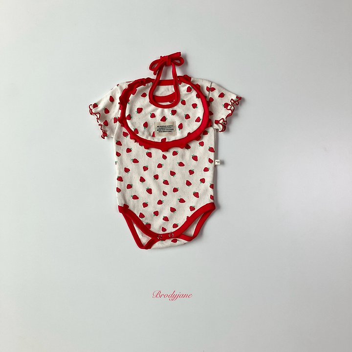 Brody Jane - Korean Baby Fashion - #babyootd - Eyelet Strawberry Bib - 2