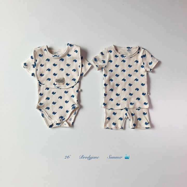 Brody Jane - Korean Baby Fashion - #babyoutfit - Blue Whale Short Sleeve Setup