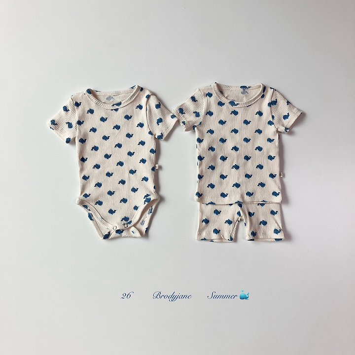 Brody Jane - Korean Baby Fashion - #babyoutfit - Blue Whale Short Sleeve Setup - 2