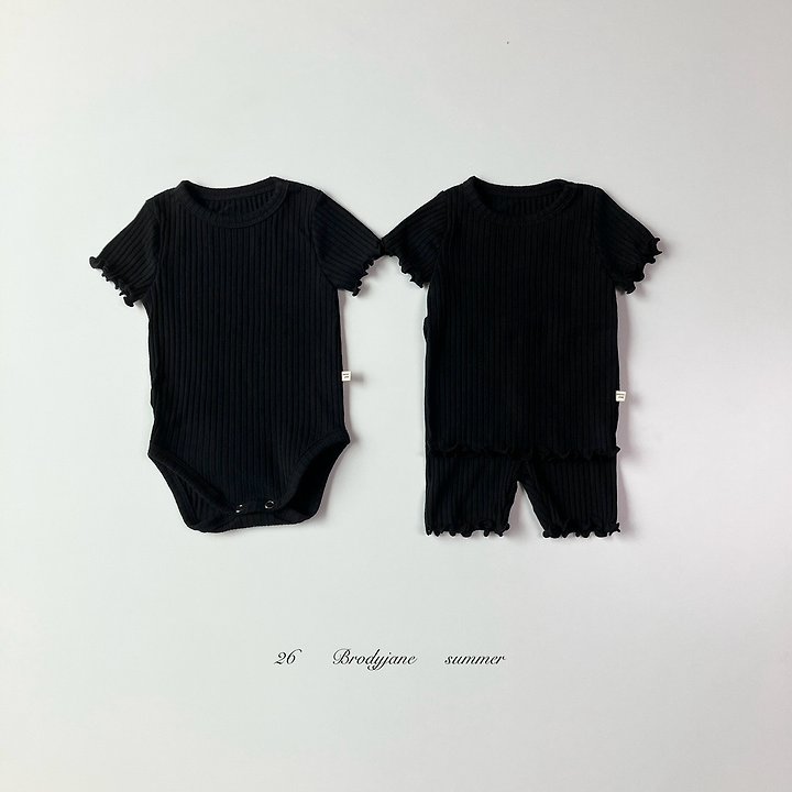 Brody Jane - Korean Baby Fashion - #onlinebabyboutique - Black Frill Short Sleeve Bodysuit - 3