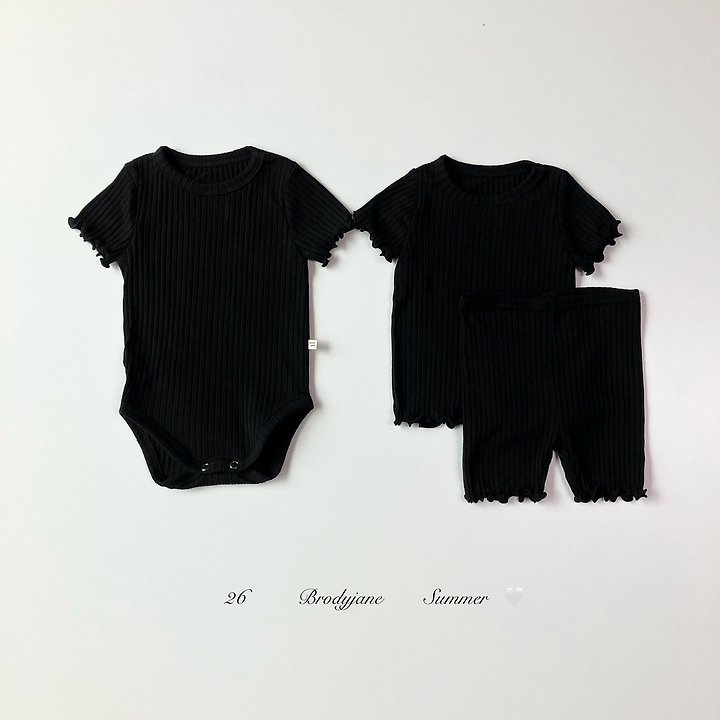 Brody Jane - Korean Baby Fashion - #onlinebabyboutique - Black Frill Short Sleeve Bodysuit - 4