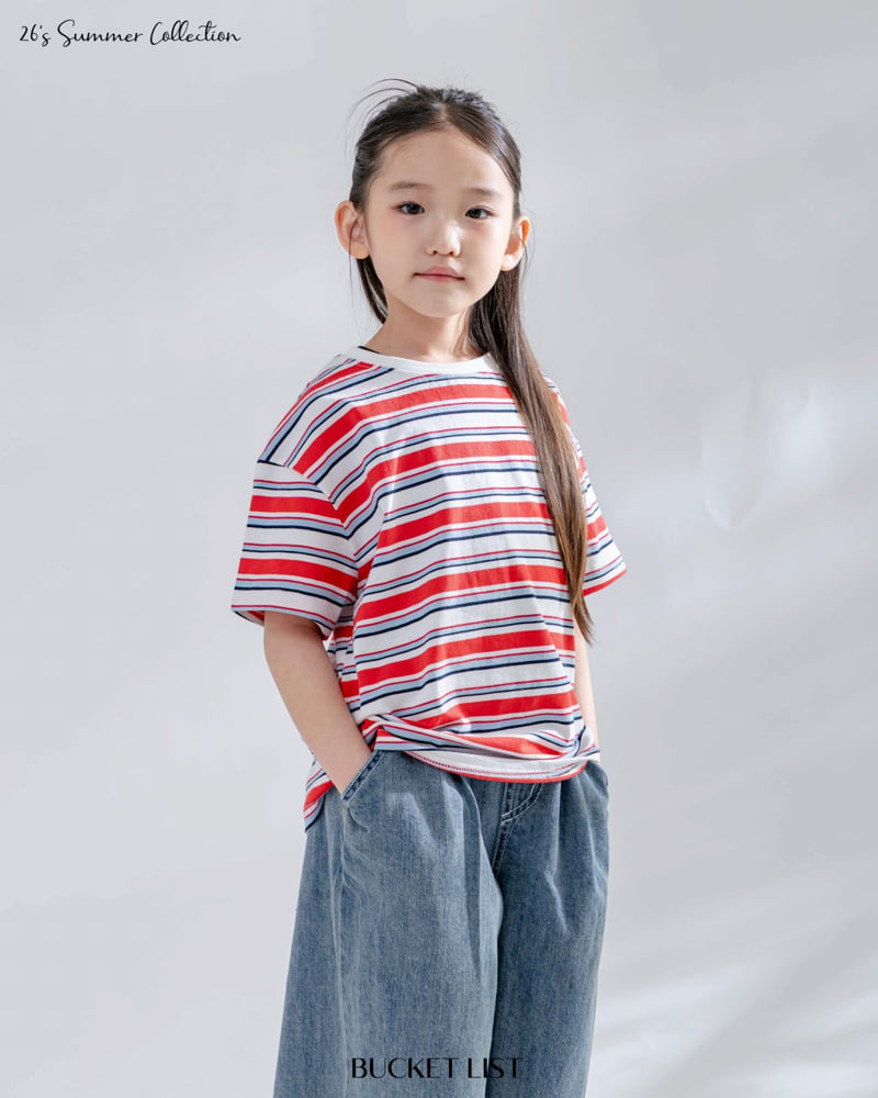 Bucket List - Korean Children Fashion - #childofig - Draw Patch Stripe Tee - 3
