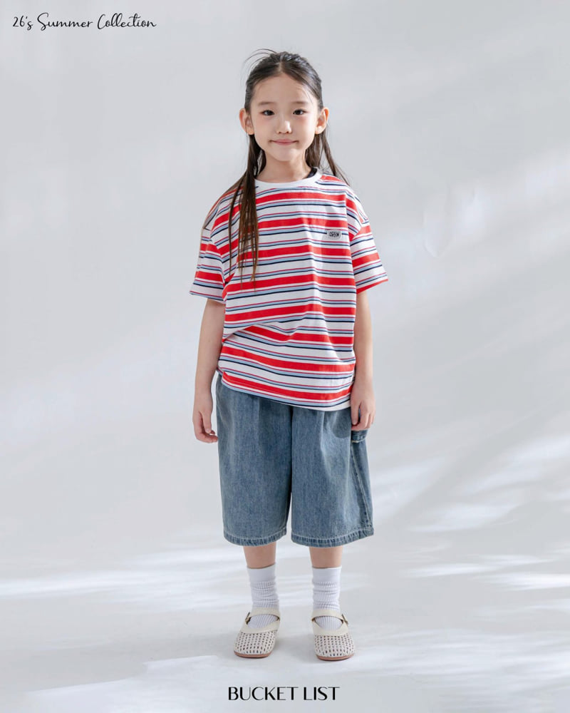 Bucket List - Korean Children Fashion - #childofig - Draw Patch Stripe Tee - 4