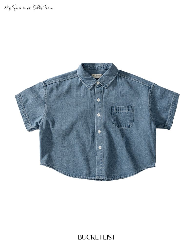 Bucket List - Korean Children Fashion - #childofig - Basic Denim Short Sleeve Shirt - 8