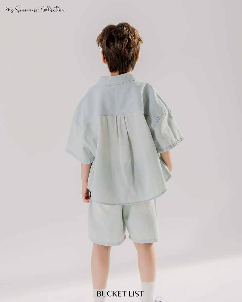 Bucket List - Korean Children Fashion - #childofig - Brush Denim Short Sleeve Shirt - 5