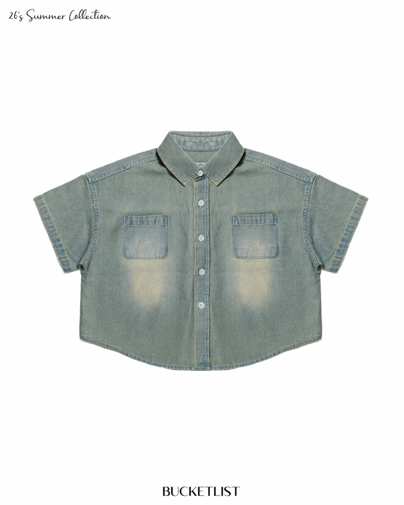 Bucket List - Korean Children Fashion - #discoveringself - Brush Denim Short Sleeve Shirt - 8