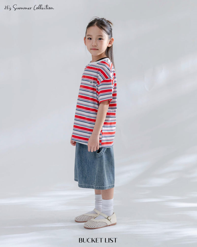 Bucket List - Korean Children Fashion - #fashionkids - Draw Patch Stripe Tee - 8