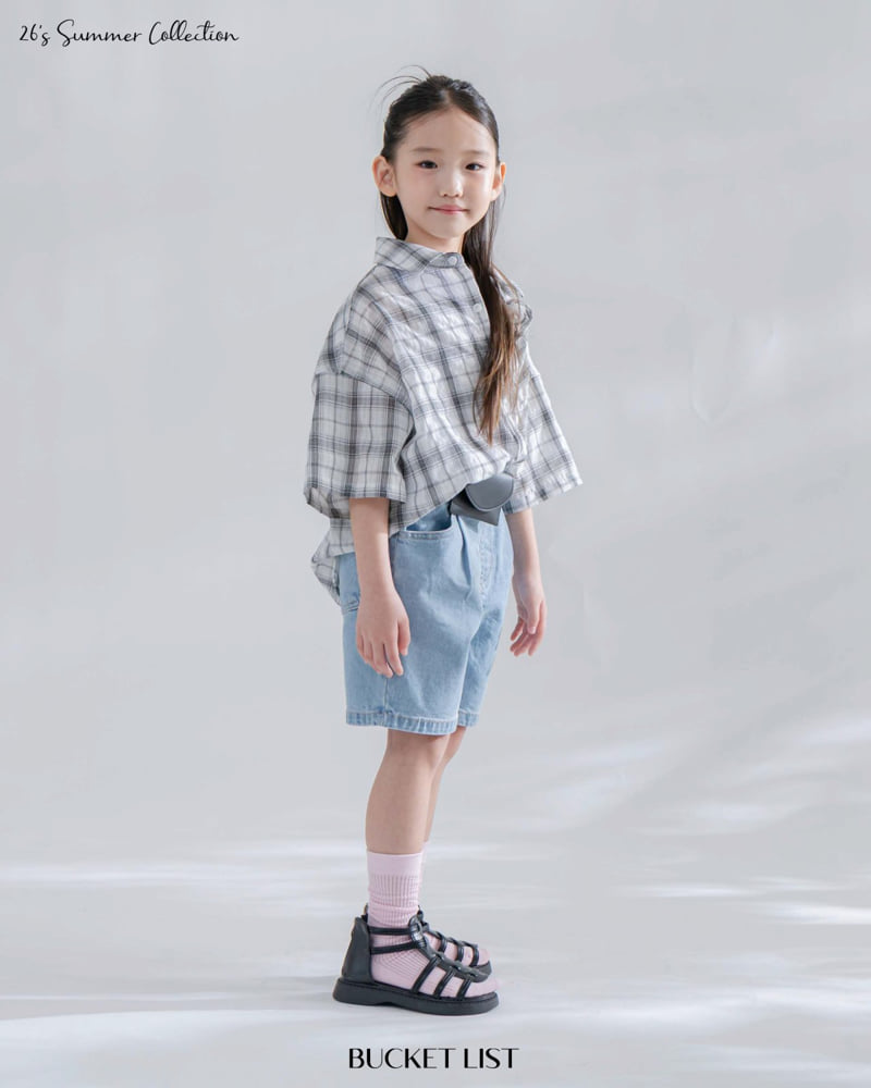 Bucket List - Korean Children Fashion - #kidsstore - Dyed Check Short Sleeve Shirt - 9