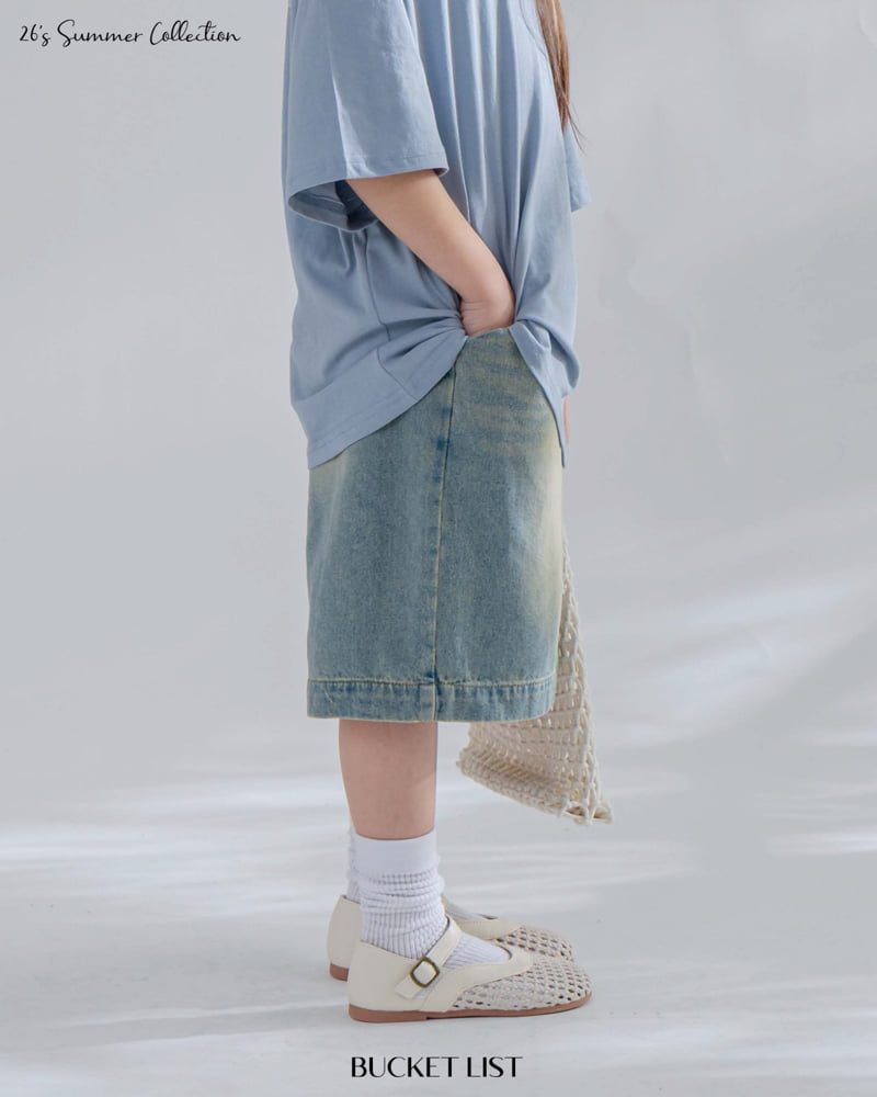 Bucket List - Korean Children Fashion - #kidsstore - Washed Bermuda Denim Pants - 9