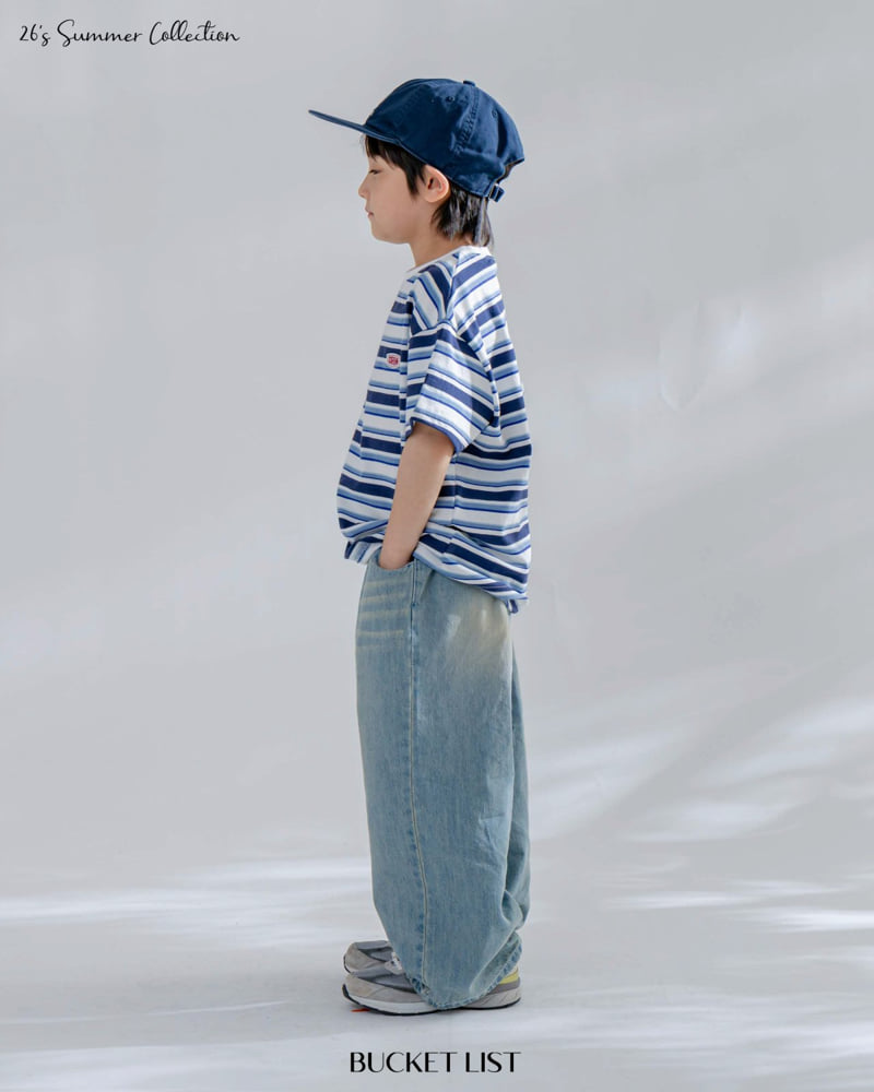 Bucket List - Korean Children Fashion - #kidzfashiontrend - Draw Patch Stripe Tee - 11