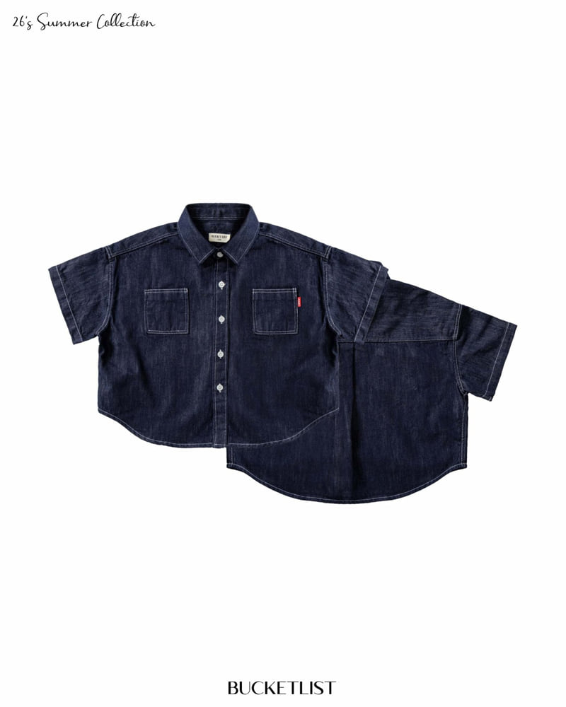 Bucket List - Korean Children Fashion - #kidzfashiontrend - Non-Fade Denim Short Sleeve Shirt