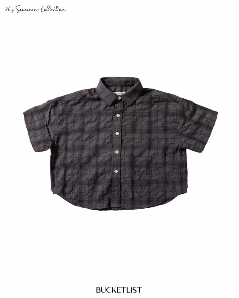 Bucket List - Korean Children Fashion - #littlefashionista - Dyed Check Short Sleeve Shirt - 12