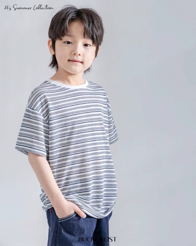 Bucket List - Korean Children Fashion - #magicofchildhood - Tencel Stripe Short Sleeve Tee - 12
