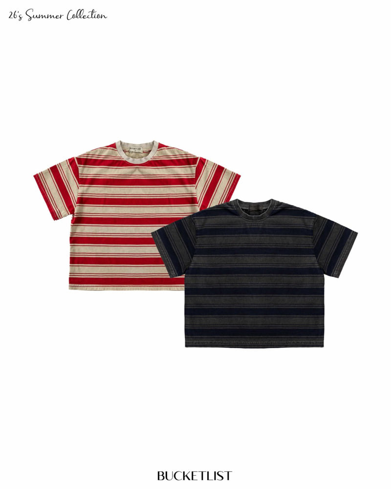 Bucket List - Korean Children Fashion - #magicofchildhood - Summer Dyed Stripe Short Sleeve Tee