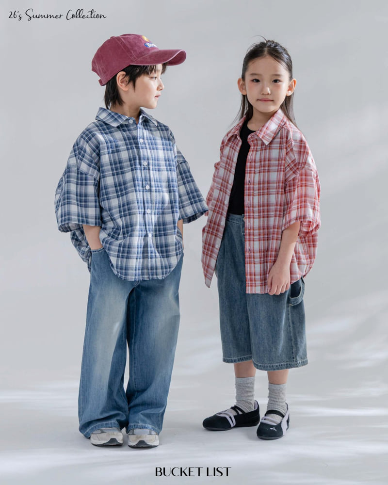 Bucket List - Korean Children Fashion - #minifashionista - Vivid Check Shirt - 10