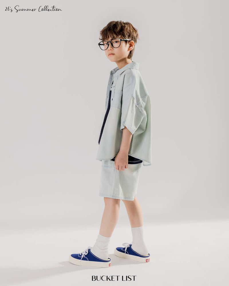 Bucket List - Korean Children Fashion - #toddlerclothing - Brush Denim Short Sleeve Shirt - 4