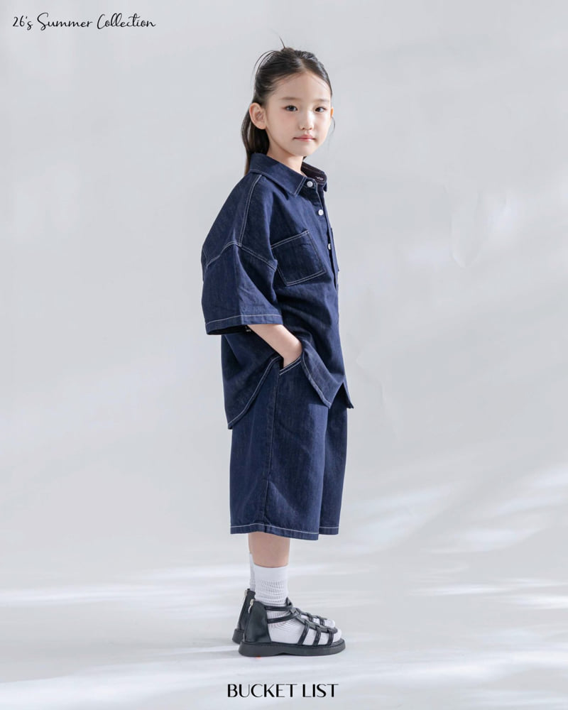 Bucket List - Korean Children Fashion - #todddlerfashion - Non-Fade Denim Short Sleeve Shirt - 7