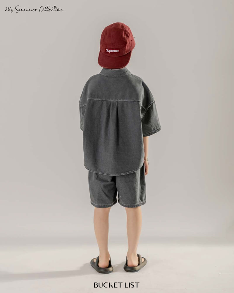 Bucket List - Korean Children Fashion - #todddlerfashion - Basic Denim Short Sleeve Shirt - 5