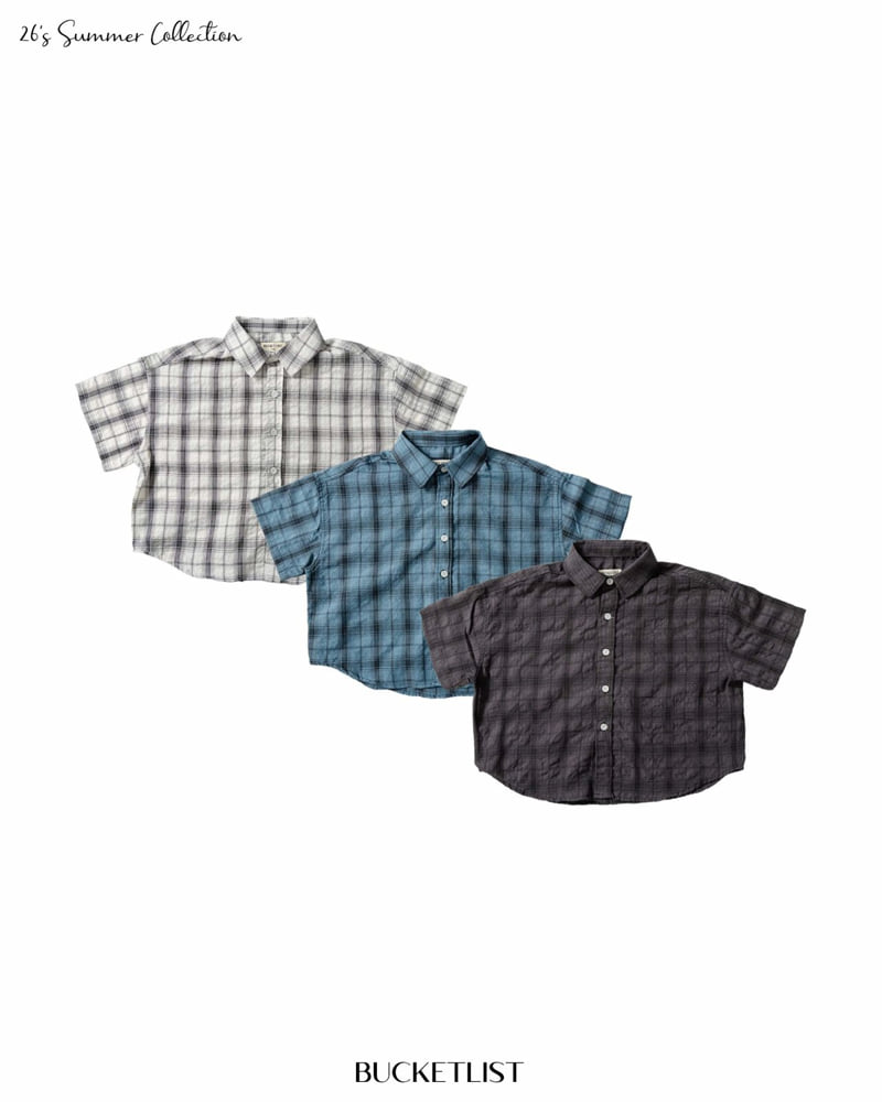 Bucket List - Korean Children Fashion - #toddlerclothing - Dyed Check Short Sleeve Shirt