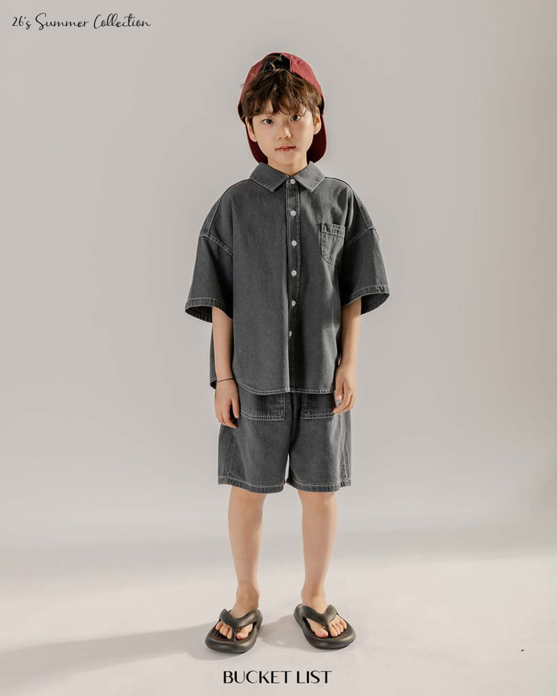 Bucket List - Korean Children Fashion - #toddlerclothing - Basic Denim Short Sleeve Shirt - 6