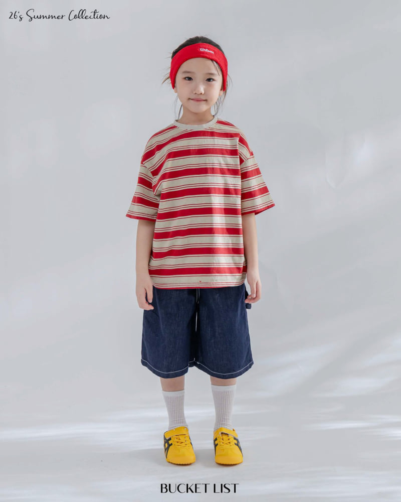 Bucket List - Korean Children Fashion - #toddlerclothing - Summer Dyed Stripe Short Sleeve Tee - 5