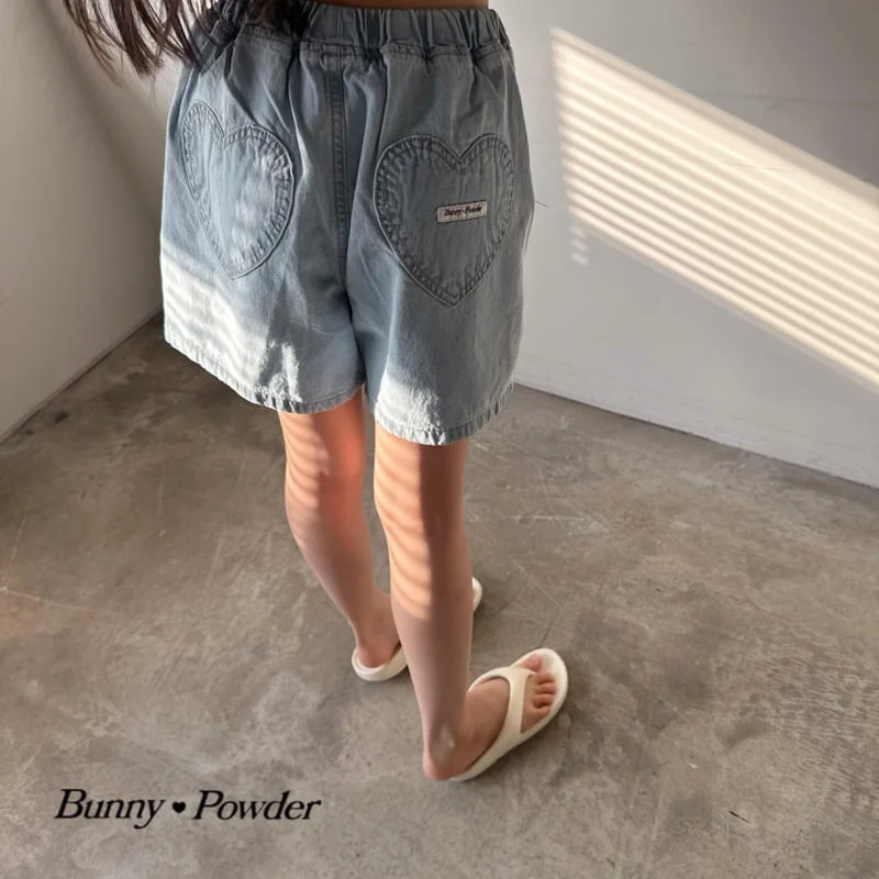 Bunny Powder - Korean Children Fashion - #childofig - Heart Denim Shorts - 9
