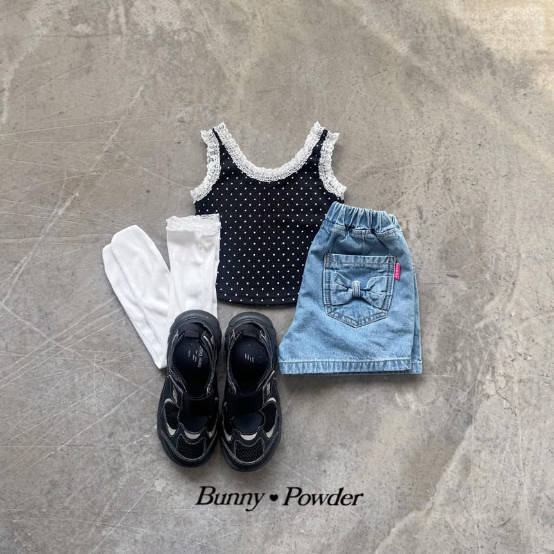 Bunny Powder - Korean Children Fashion - #kidsshorts - Ribbon Pocket Denim Pants - 12