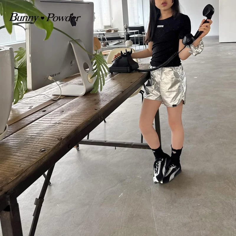 Bunny Powder - Korean Children Fashion - #kidsshorts - Glitter Tee - 11