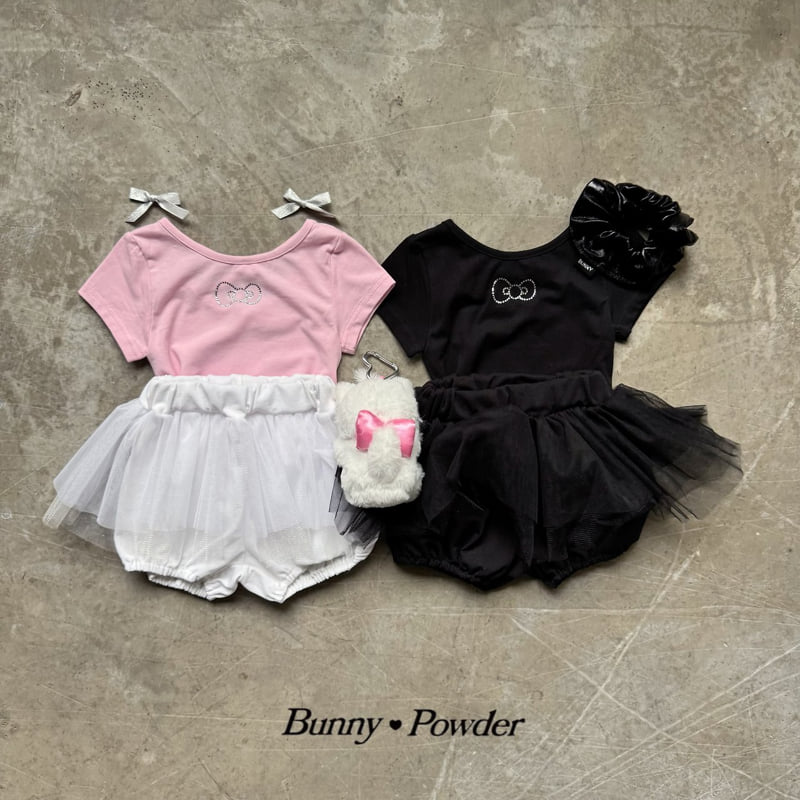 Bunny Powder - Korean Children Fashion - #kidsshorts - Ribbon Cubic Tee - 7