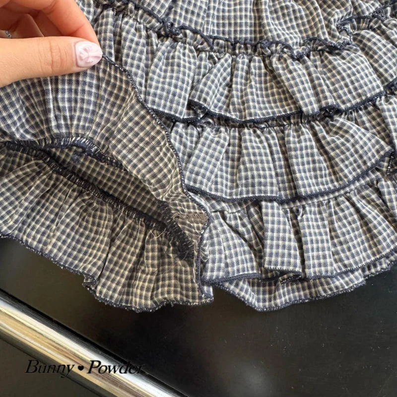 Bunny Powder - Korean Children Fashion - #kidsstore - Check Cancan Skirt Pants - 12