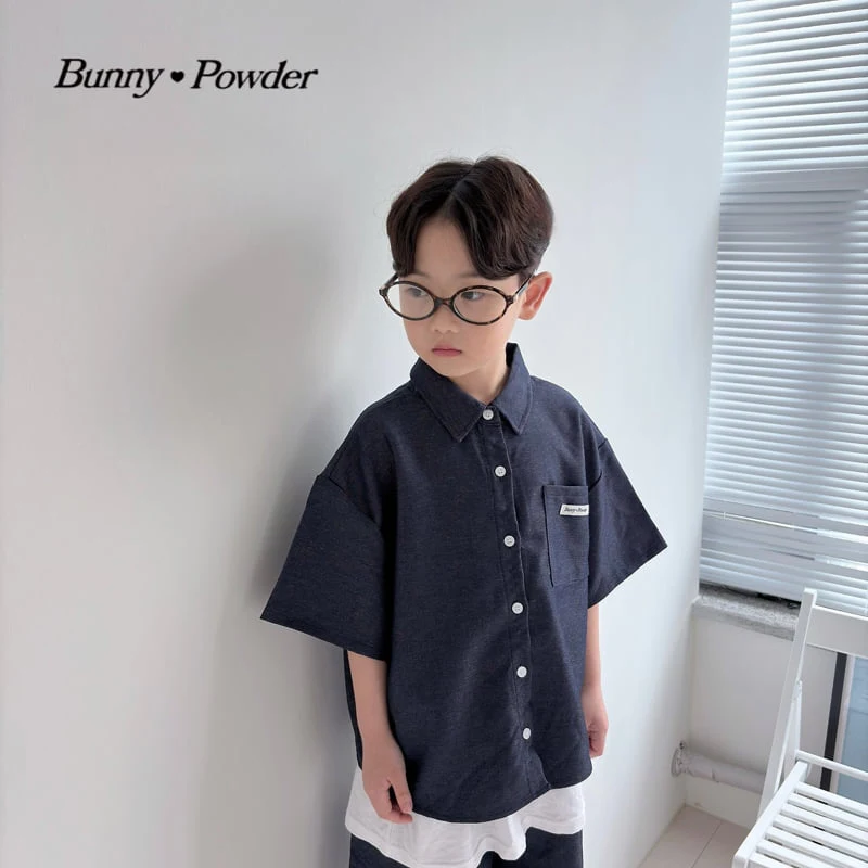 Bunny Powder - Korean Children Fashion - #kidzfashiontrend - Denim Short Sleeve Shirt - 6