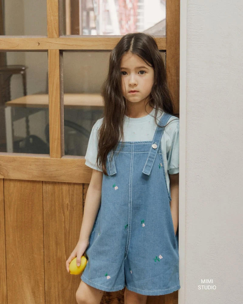 Bymimi - Korean Children Fashion - #childrensboutique - Embroidery Suspender Pants - 9