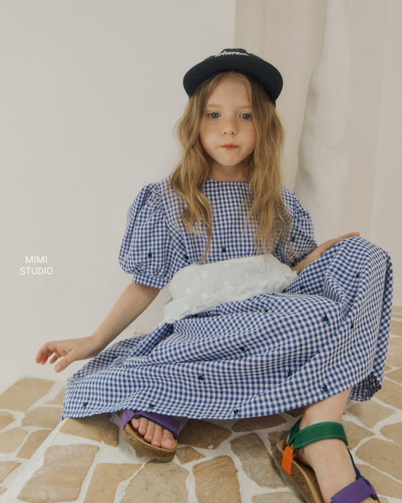 Bymimi - Korean Children Fashion - #discoveringself - Check Embroidery One-piece - 8
