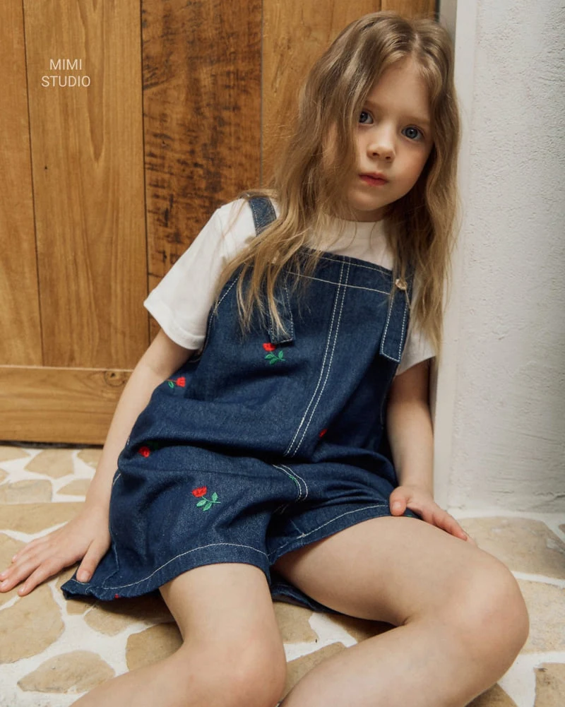 Bymimi - Korean Children Fashion - #fashionkids - Embroidery Suspender Pants - 12
